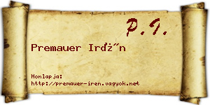 Premauer Irén névjegykártya